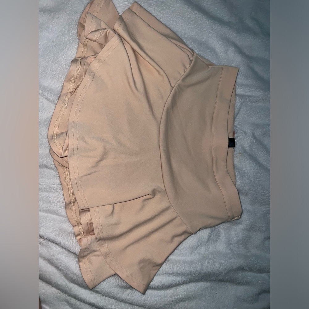 MINI SKIRT WITH BUILT IN SHORTS TAN